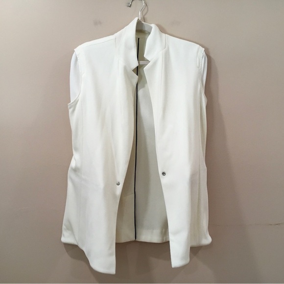 Rag&bone Sandrine Knit Blazer Womens 10 Ivory Off White Black Piping Classic New - Picture 3 of 10